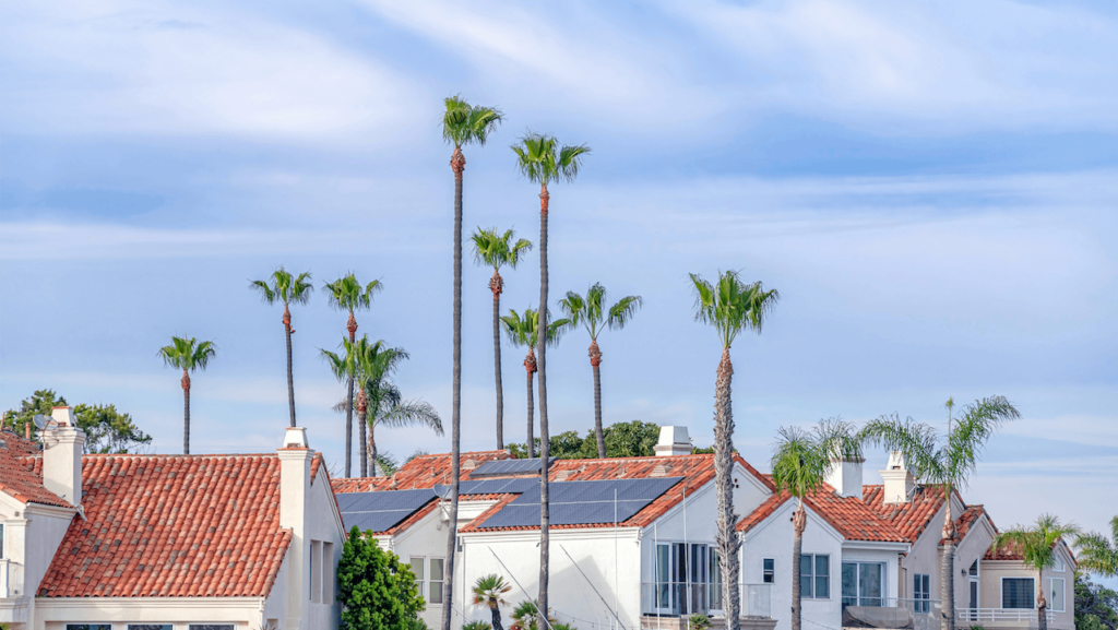 Solar Panels on homes in San Diego California saving home owners money on their electricity bills